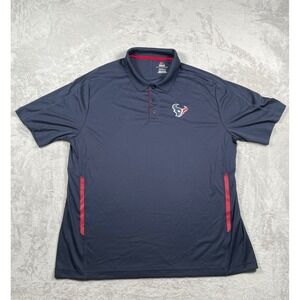 Majestic Houston Texans Mens 2XL Navy Blue Cool Base Polo Shirt NFL Football